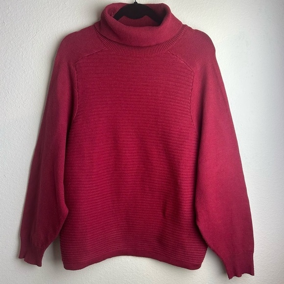 ELOQUII Turtleneck Pullover Ribbed Sweater Biking Red Women’s 14/16 Plus Size - Picture 2 of 9